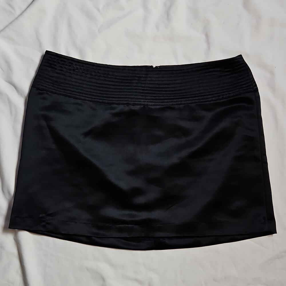 Behnaz Sarafpour for Target Black Satin Quilted Waistband Mini Skirt Size 5